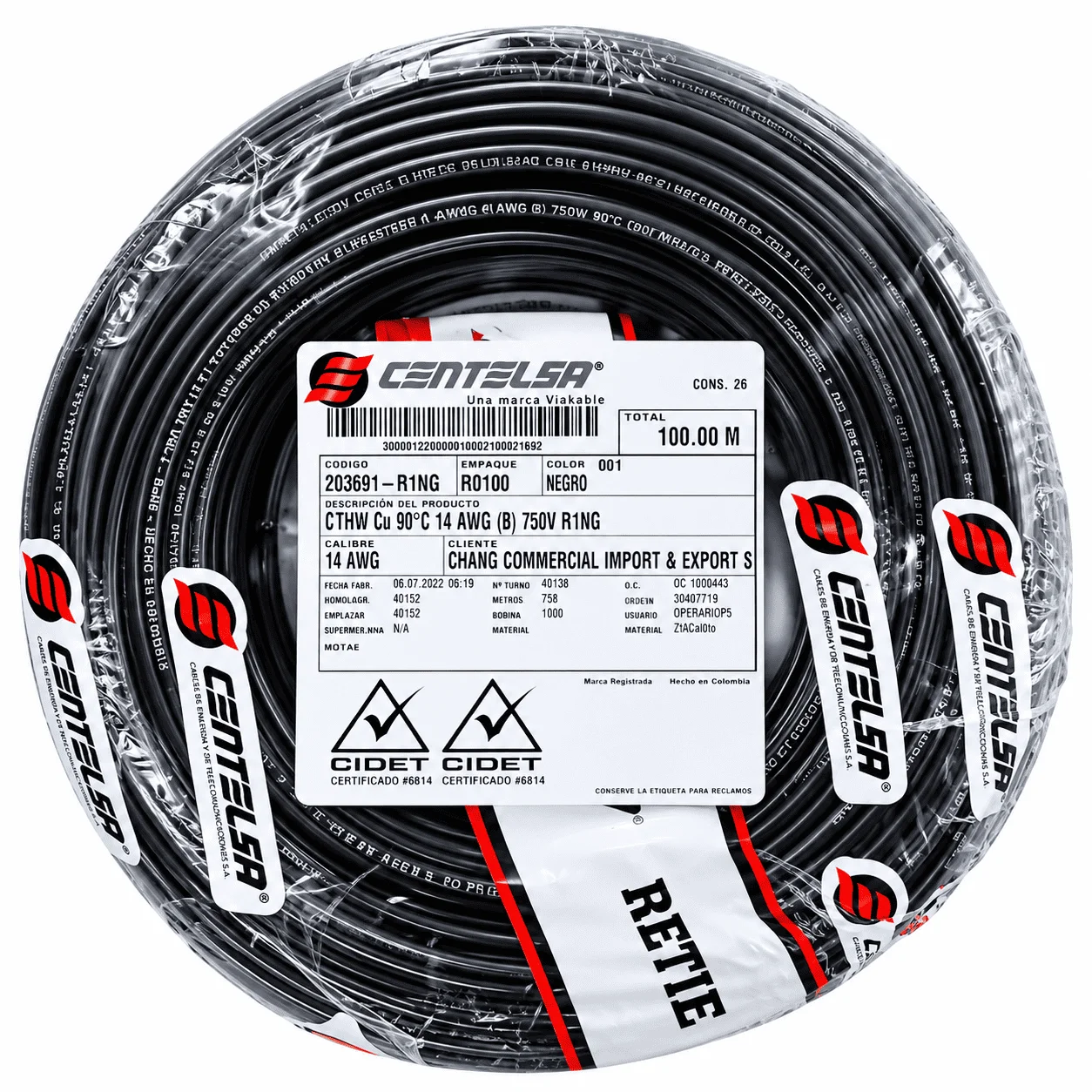 CABLE 14 CENTELSA THW-90