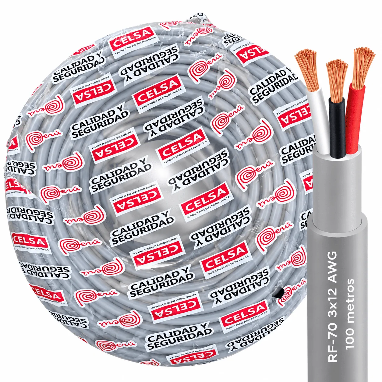 CABLE VULCANIZADO 3X14 AWG CELSA TTRF-70 300-500V